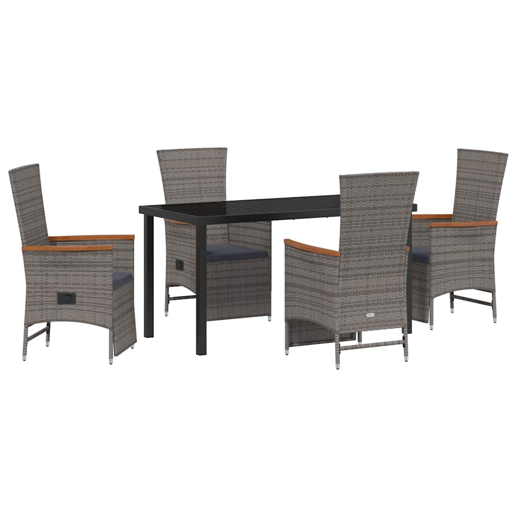 Ensemble de salle à manger pour jardin 5 pcs Gris polyrotin - XIOS
