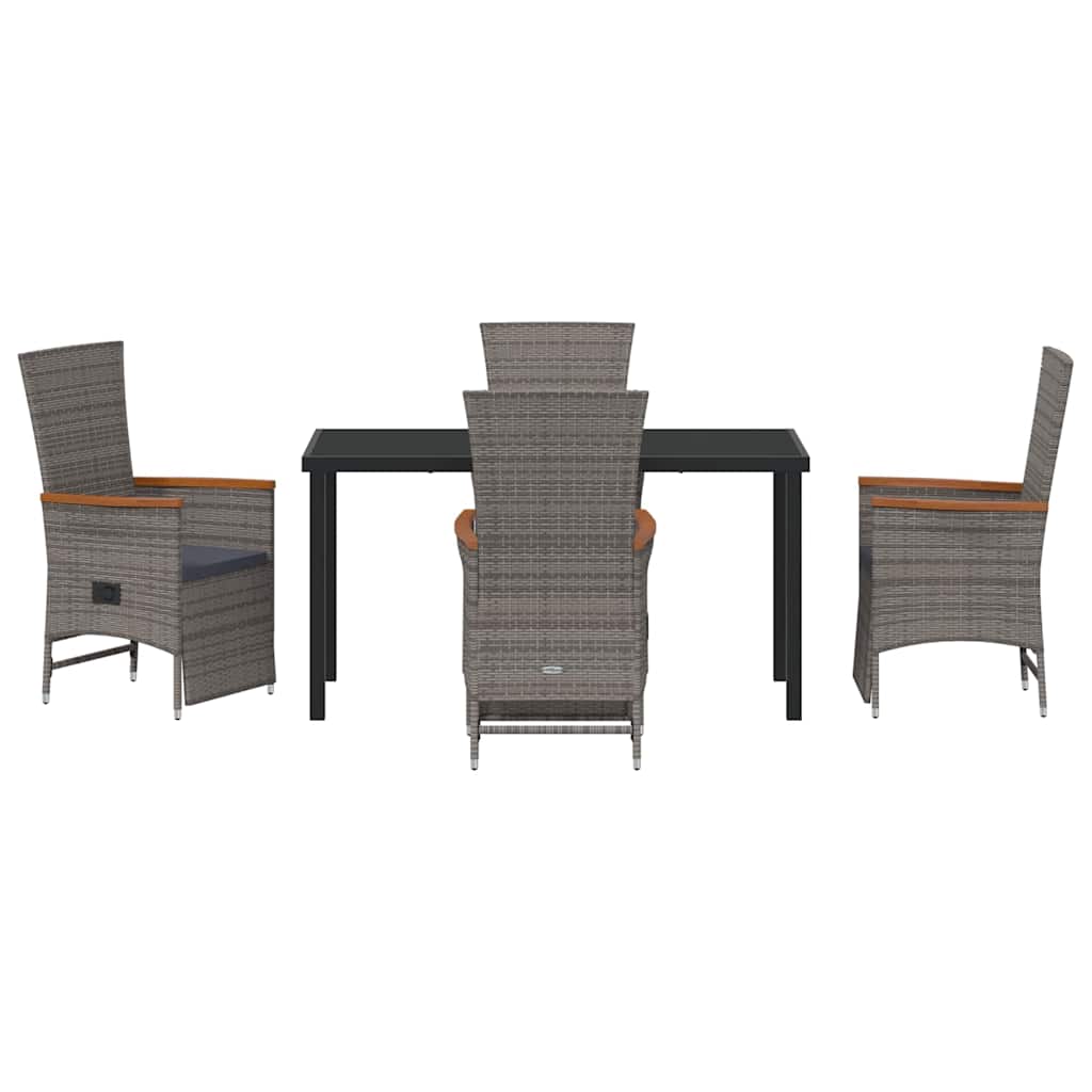 Ensemble de salle à manger pour jardin 5 pcs Gris polyrotin - XIOS