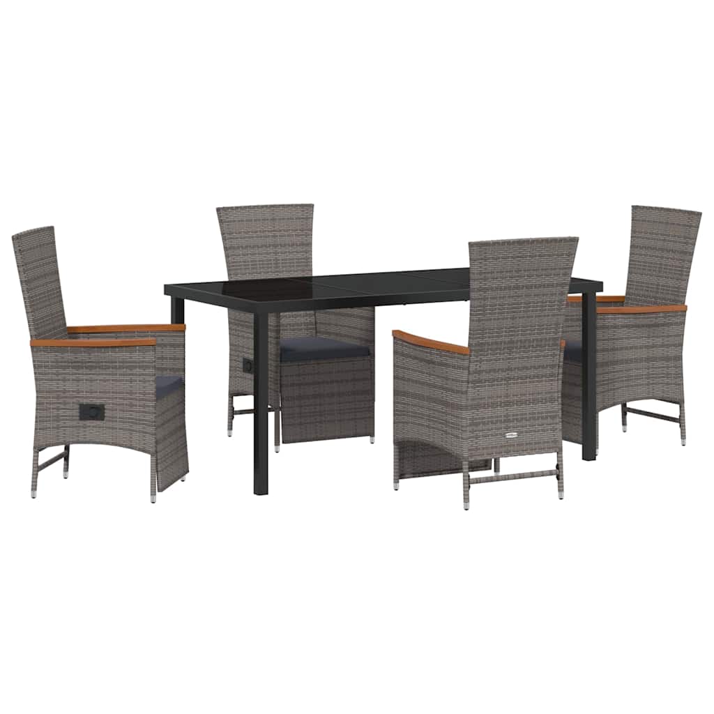 Ensemble de salle à manger pour jardin 5 pcs Gris polyrotin - XIOS