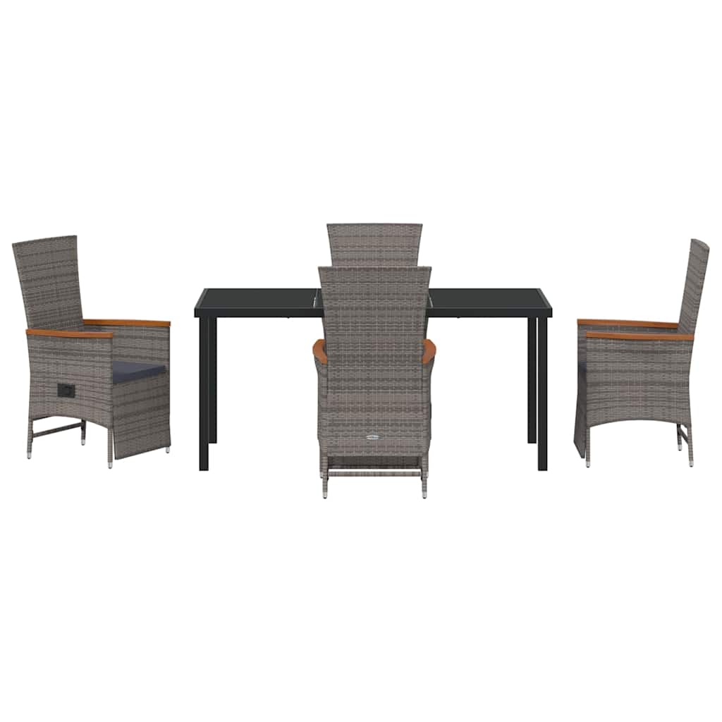 Ensemble de salle à manger pour jardin 5 pcs Gris polyrotin - XIOS