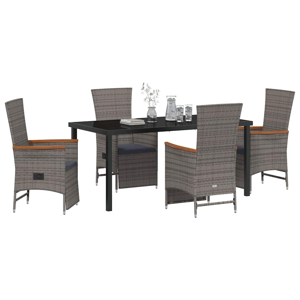 Ensemble de salle à manger pour jardin 5 pcs Gris polyrotin - XIOS