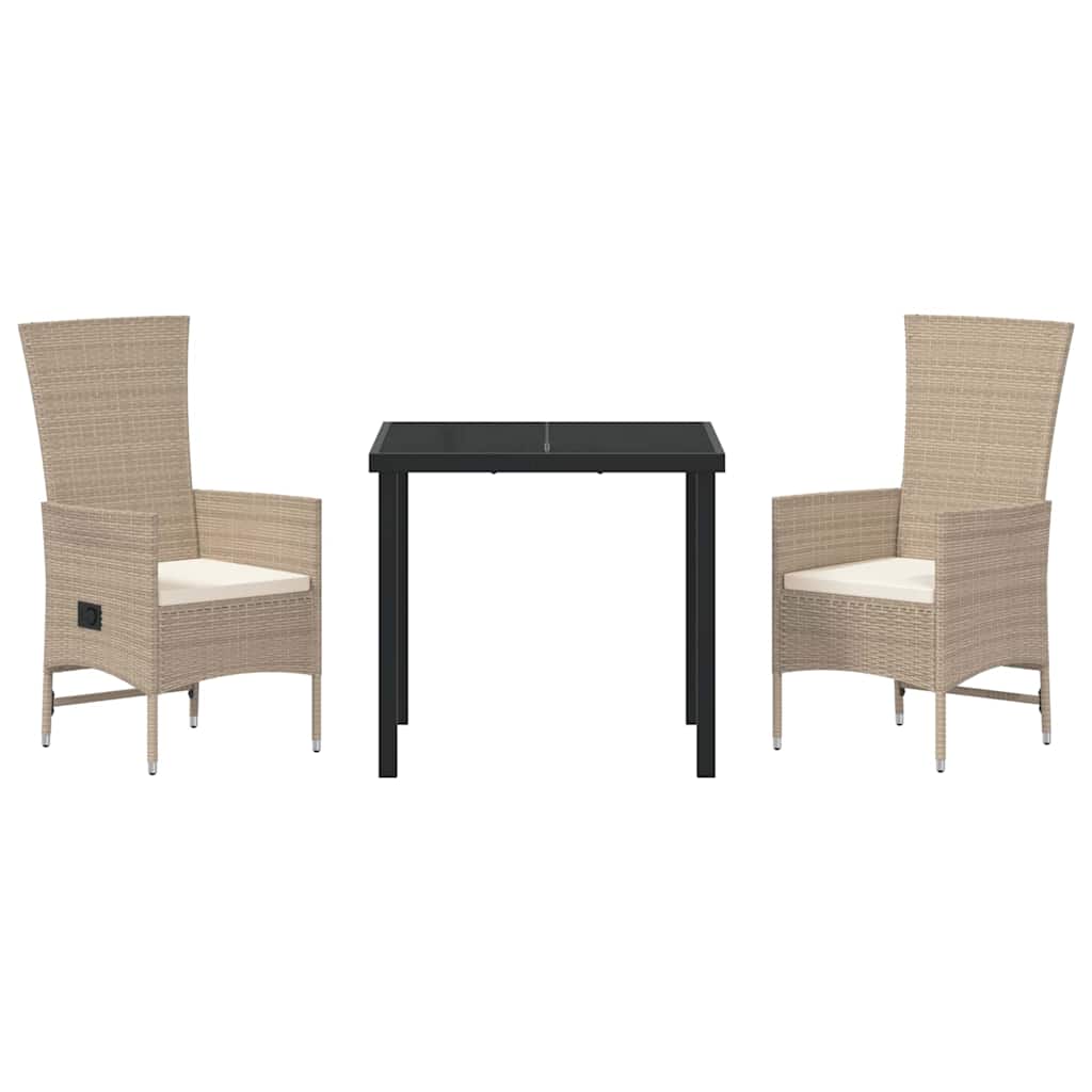 Ensemble de salle à manger pour jardin 3 pcs Beige polyrotin - XIOS