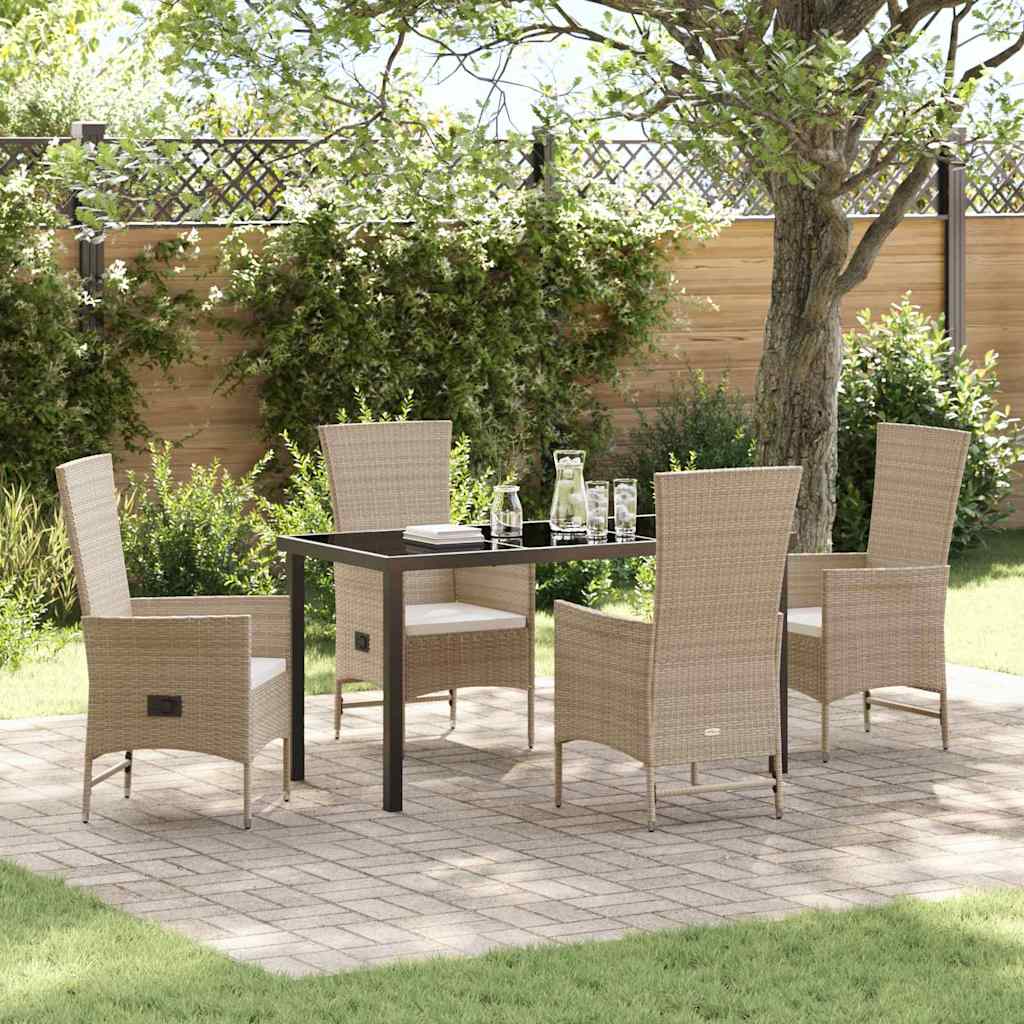 Ensemble de salle à manger pour jardin 5 pcs Beige polyrotin - XIOS