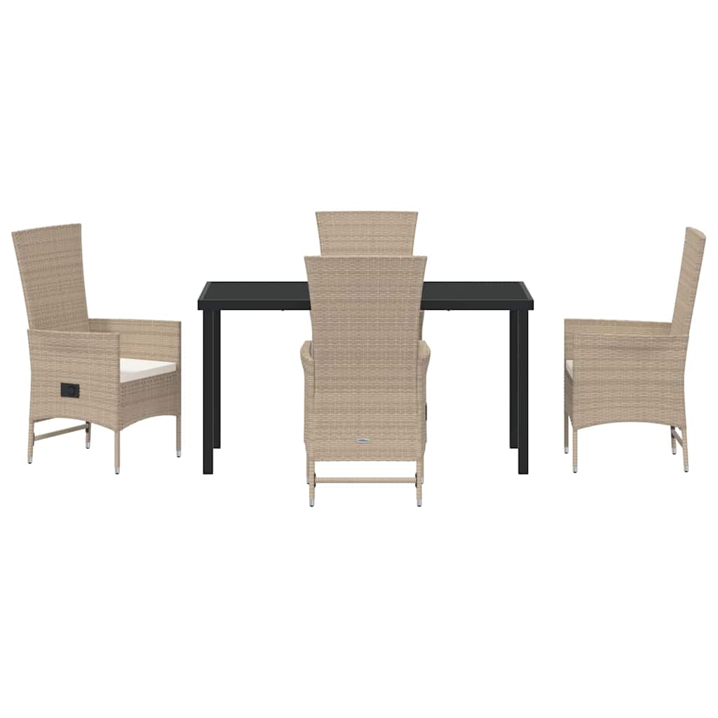 Ensemble de salle à manger pour jardin 5 pcs Beige polyrotin - XIOS