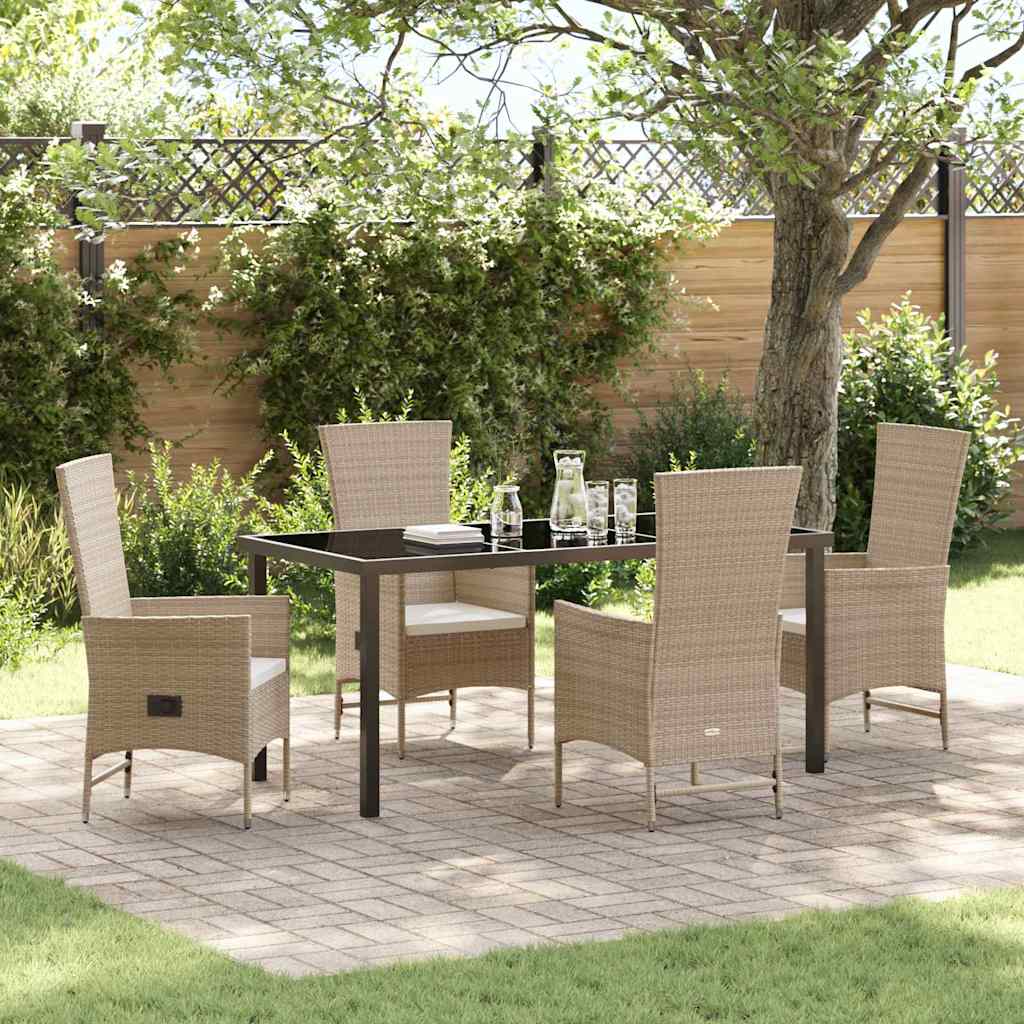 Ensemble de salle à manger pour jardin 5 pcs Beige polyrotin - XIOS