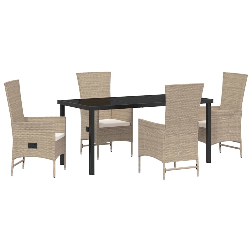 Ensemble de salle à manger pour jardin 5 pcs Beige polyrotin - XIOS