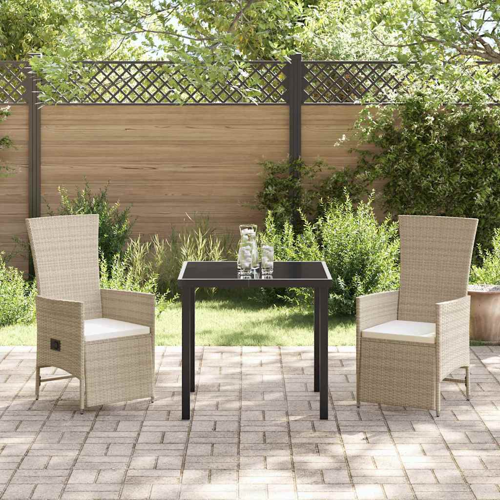 Ensemble de salle à manger pour jardin 3 pcs Beige polyrotin - XIOS