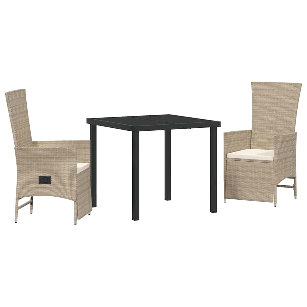 Ensemble de salle à manger pour jardin 3 pcs Beige polyrotin - XIOS