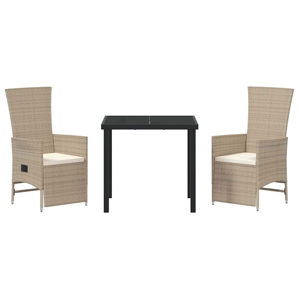Ensemble de salle à manger pour jardin 3 pcs Beige polyrotin - XIOS