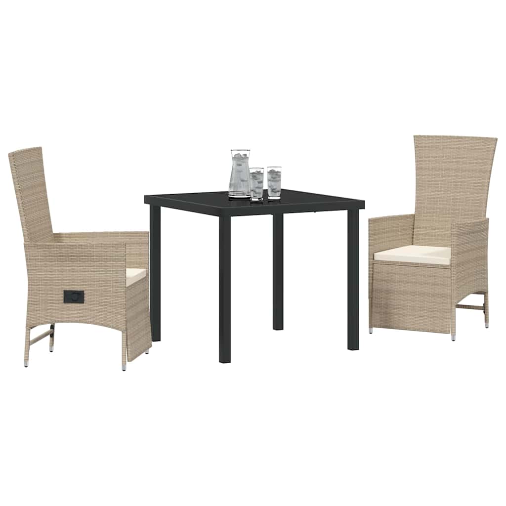Ensemble de salle à manger pour jardin 3 pcs Beige polyrotin - XIOS