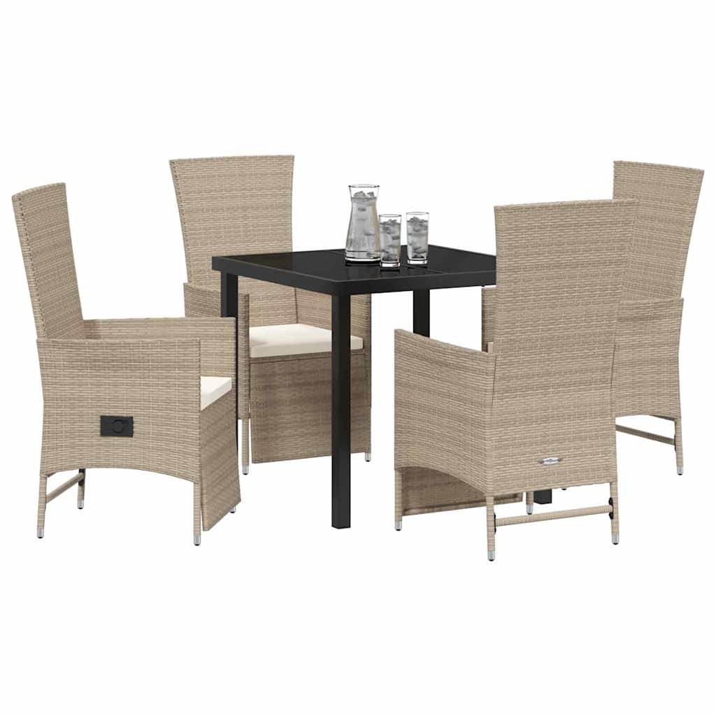 Ensemble de salle à manger pour jardin 5 pcs Beige polyrotin - XIOS