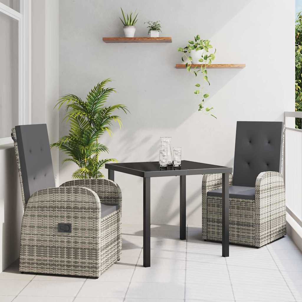 Ensemble de salle à manger pour jardin 3 pcs Gris polyrotin - XIOS