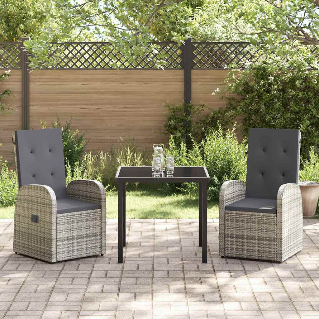 Ensemble de salle à manger pour jardin 3 pcs Gris polyrotin - XIOS