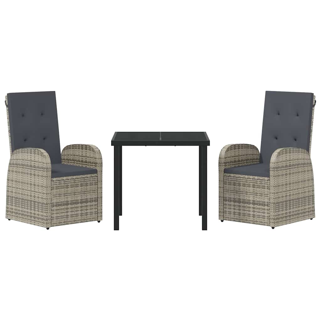 Ensemble de salle à manger pour jardin 3 pcs Gris polyrotin - XIOS