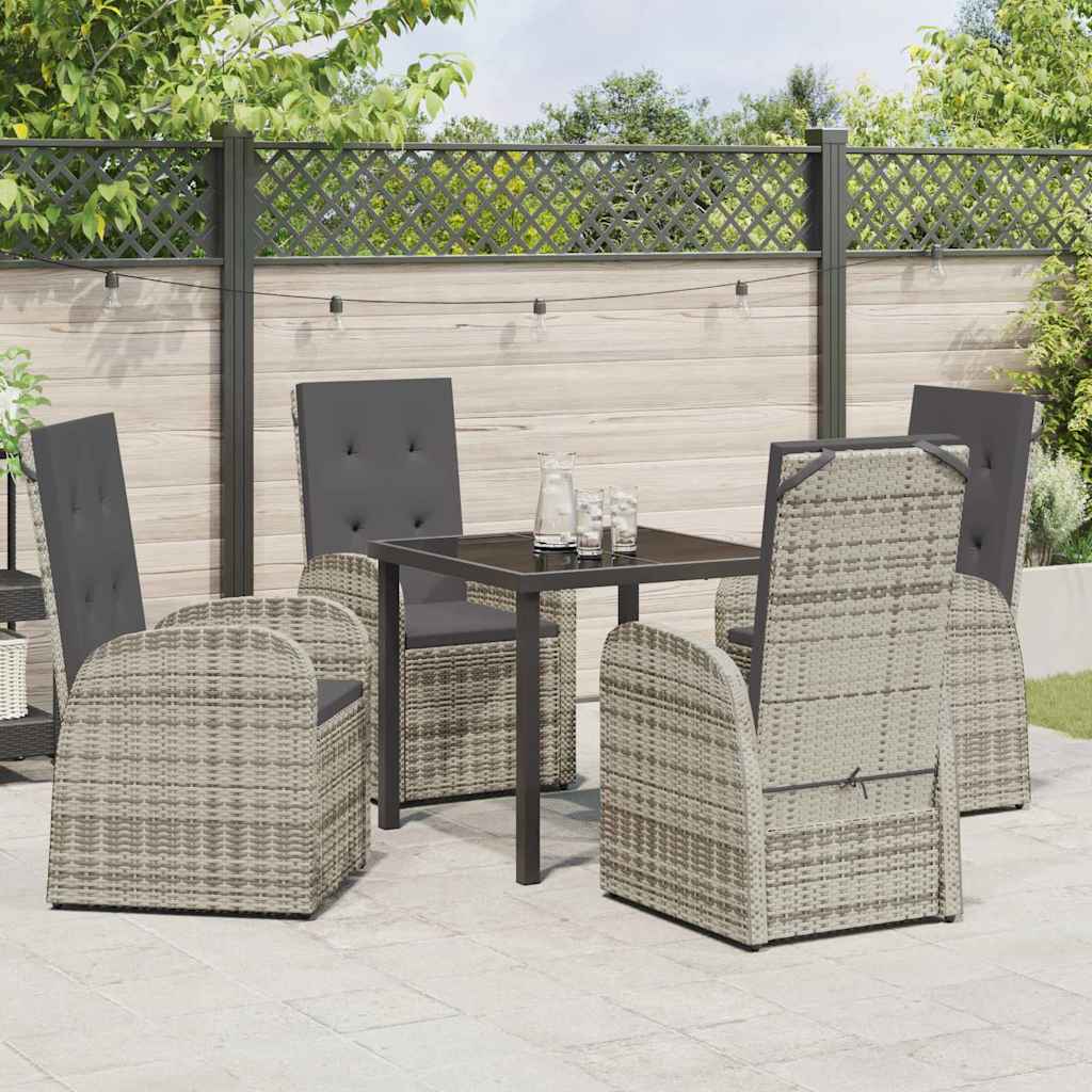 Ensemble de salle à manger pour jardin 5 pcs Gris polyrotin - XIOS
