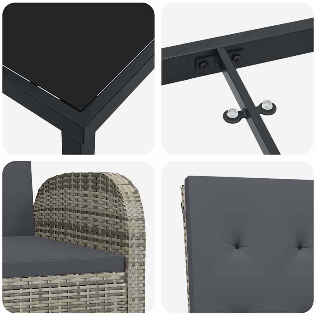 Ensemble de salle à manger pour jardin 5 pcs Gris polyrotin - XIOS