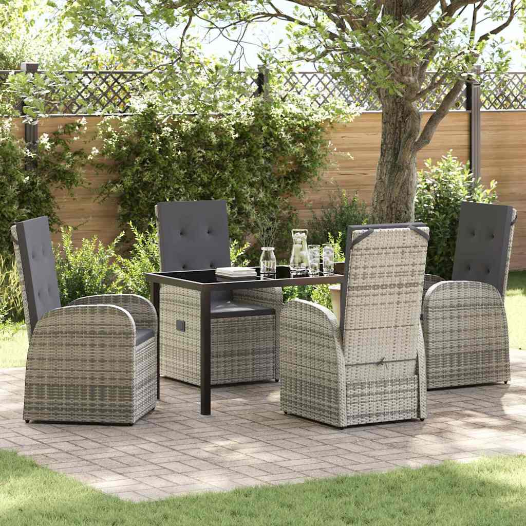 Ensemble de salle à manger pour jardin 5 pcs Gris polyrotin - XIOS