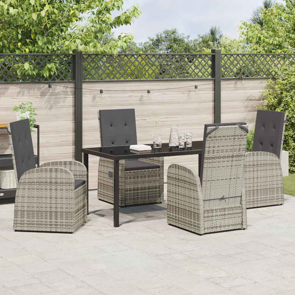 Ensemble de salle à manger pour jardin 5 pcs Gris polyrotin - XIOS