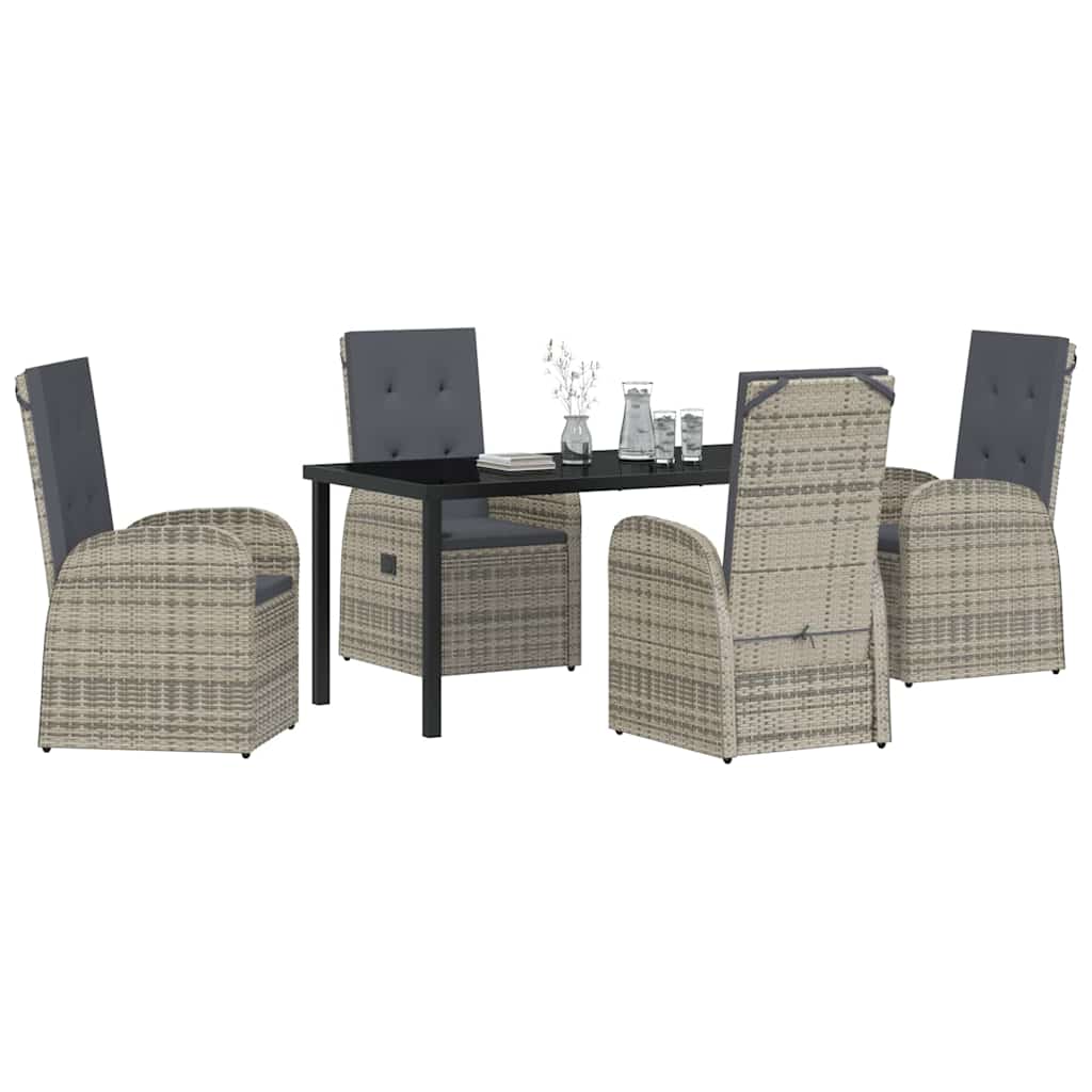 Ensemble de salle à manger pour jardin 5 pcs Gris polyrotin - XIOS