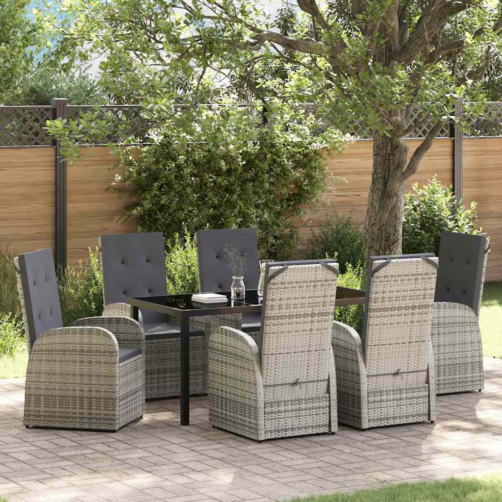 Ensemble de salle à manger pour jardin 7 pcs Gris polyrotin - XIOS