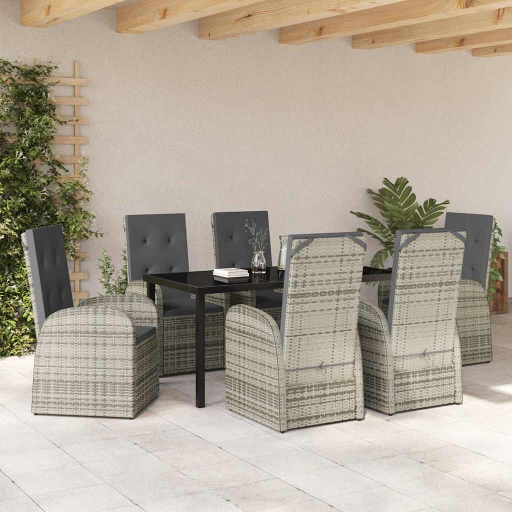 Ensemble de salle à manger pour jardin 7 pcs Gris polyrotin - XIOS