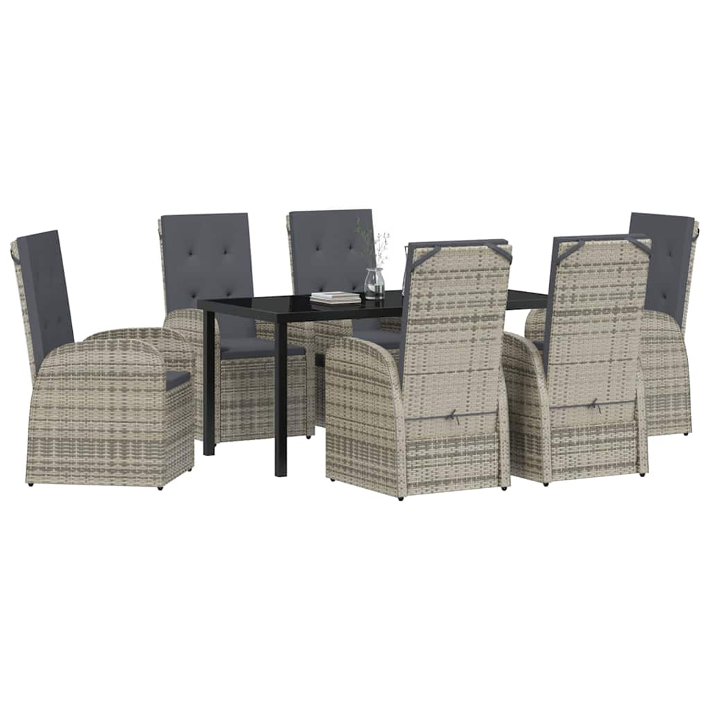 Ensemble de salle à manger pour jardin 7 pcs Gris polyrotin - XIOS