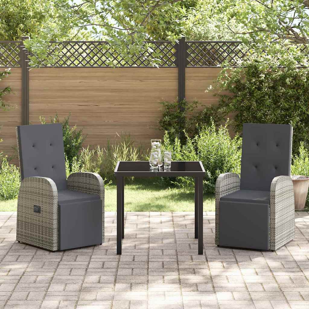 Ensemble de salle à manger pour jardin 3 pcs Gris polyrotin - XIOS