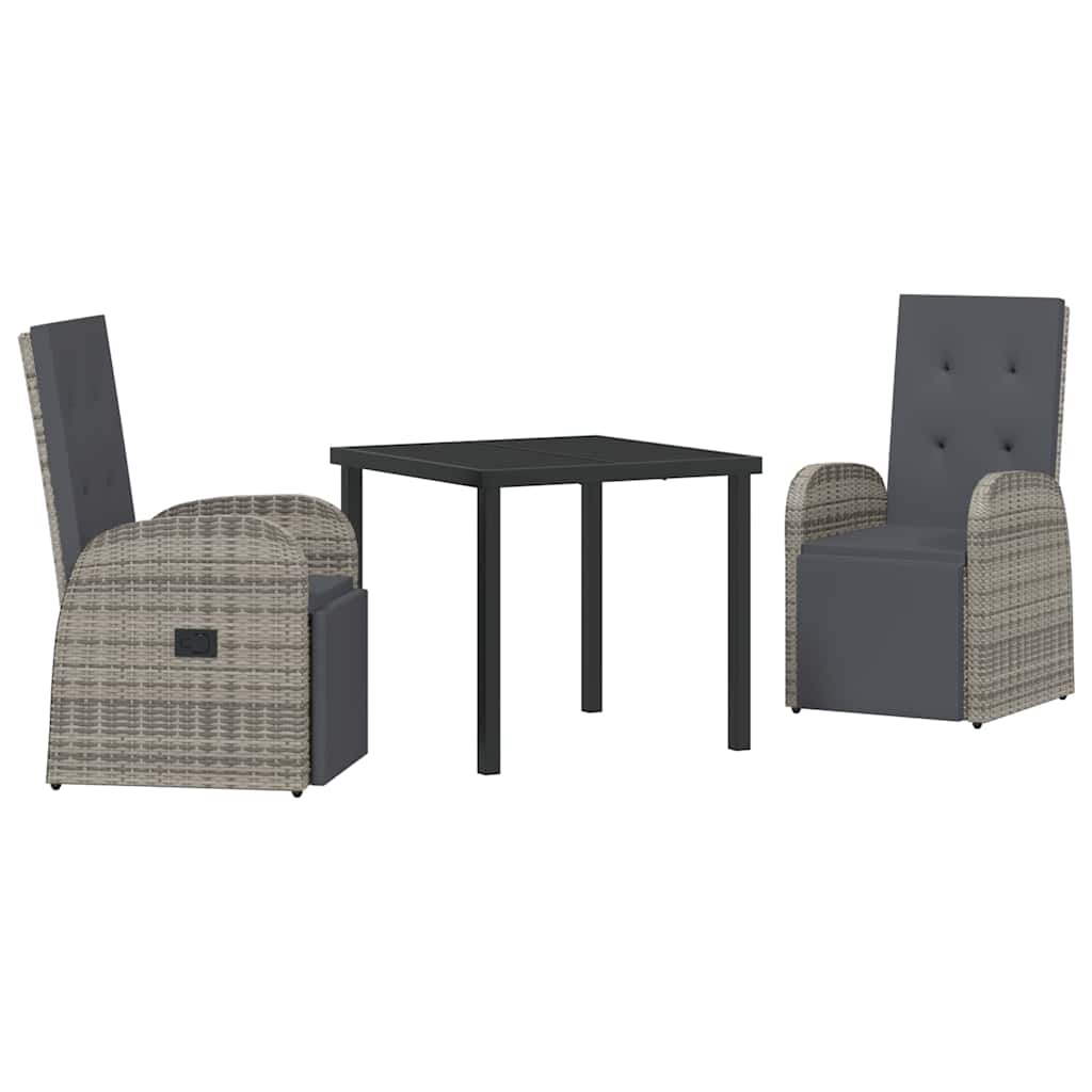 Ensemble de salle à manger pour jardin 3 pcs Gris polyrotin - XIOS