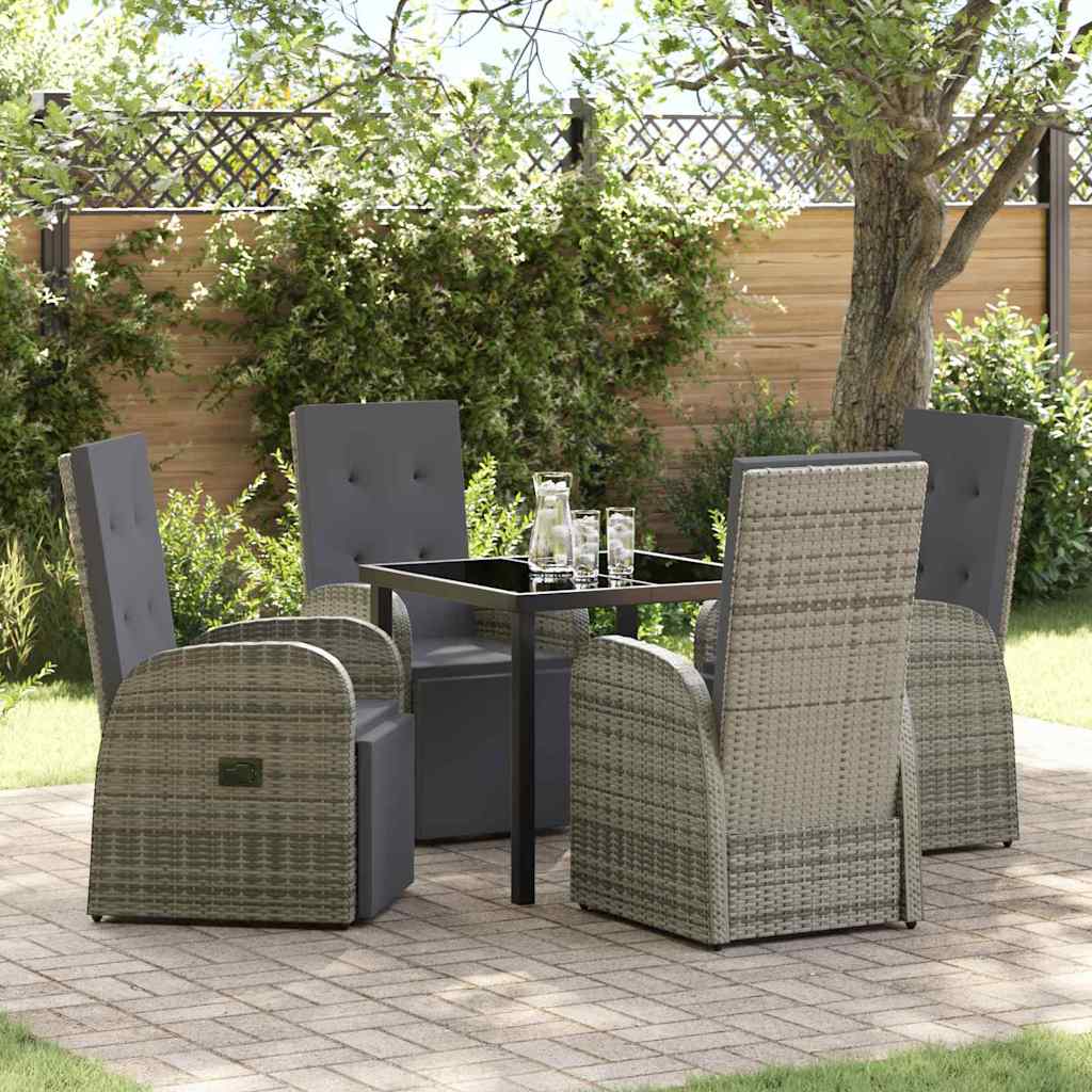 Ensemble de salle à manger pour jardin 5 pcs Gris polyrotin - XIOS