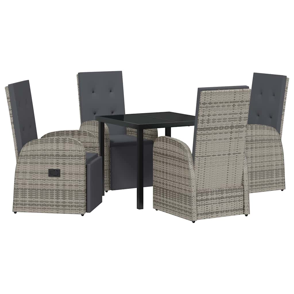 Ensemble de salle à manger pour jardin 5 pcs Gris polyrotin - XIOS