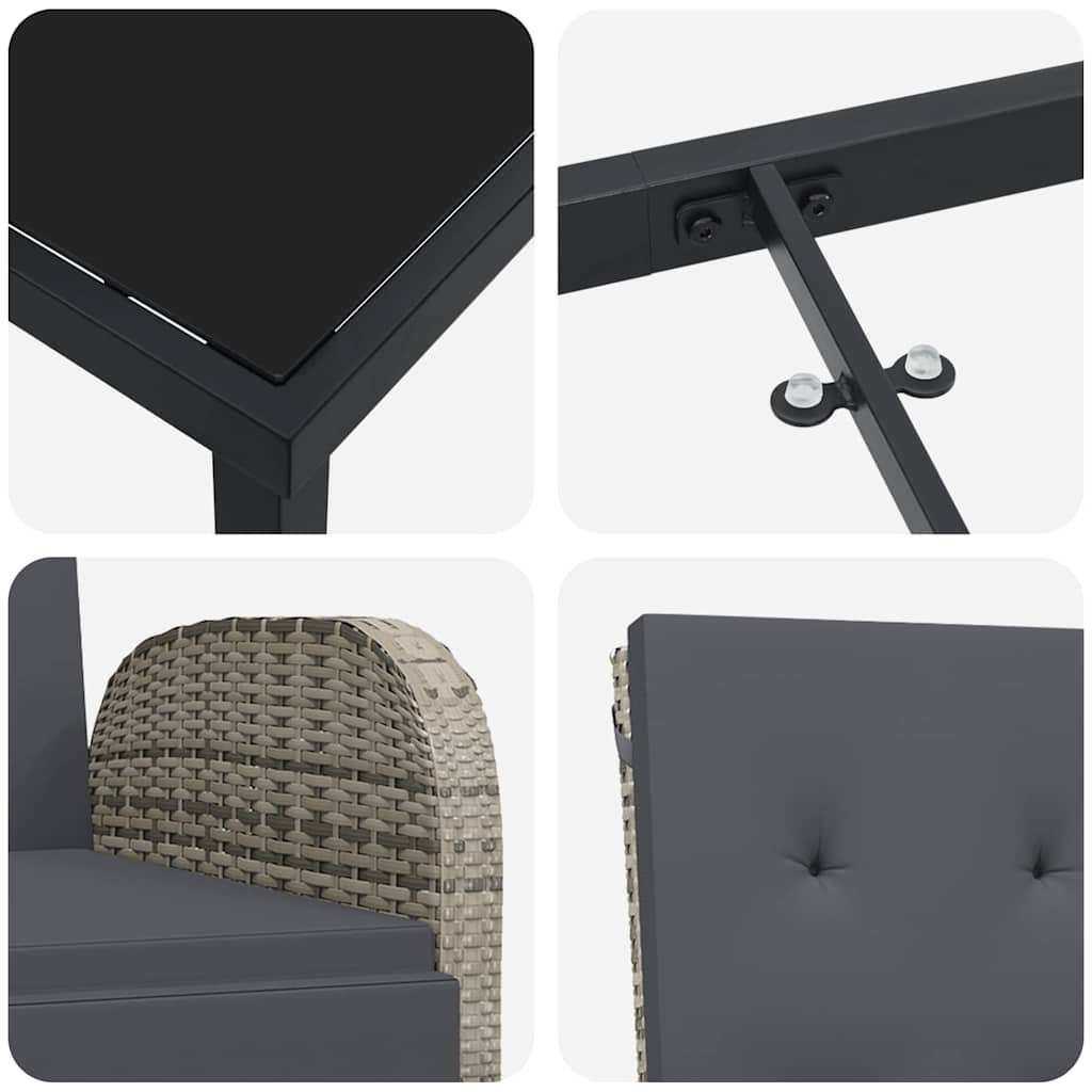 Ensemble de salle à manger pour jardin 5 pcs Gris polyrotin - XIOS