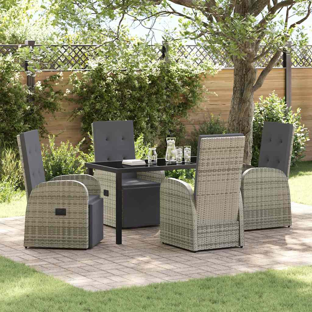 Ensemble de salle à manger pour jardin 5 pcs Gris polyrotin - XIOS