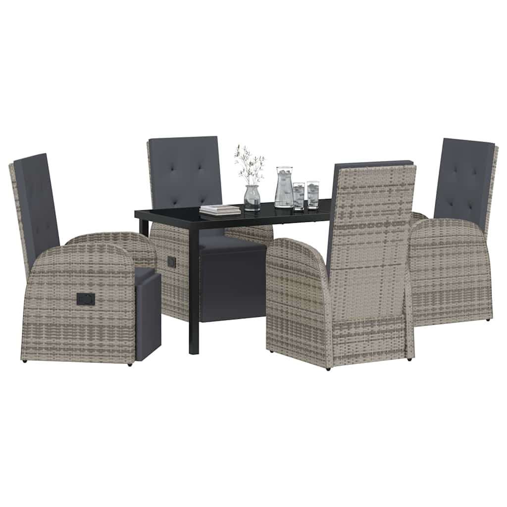 Ensemble de salle à manger pour jardin 5 pcs Gris polyrotin - XIOS
