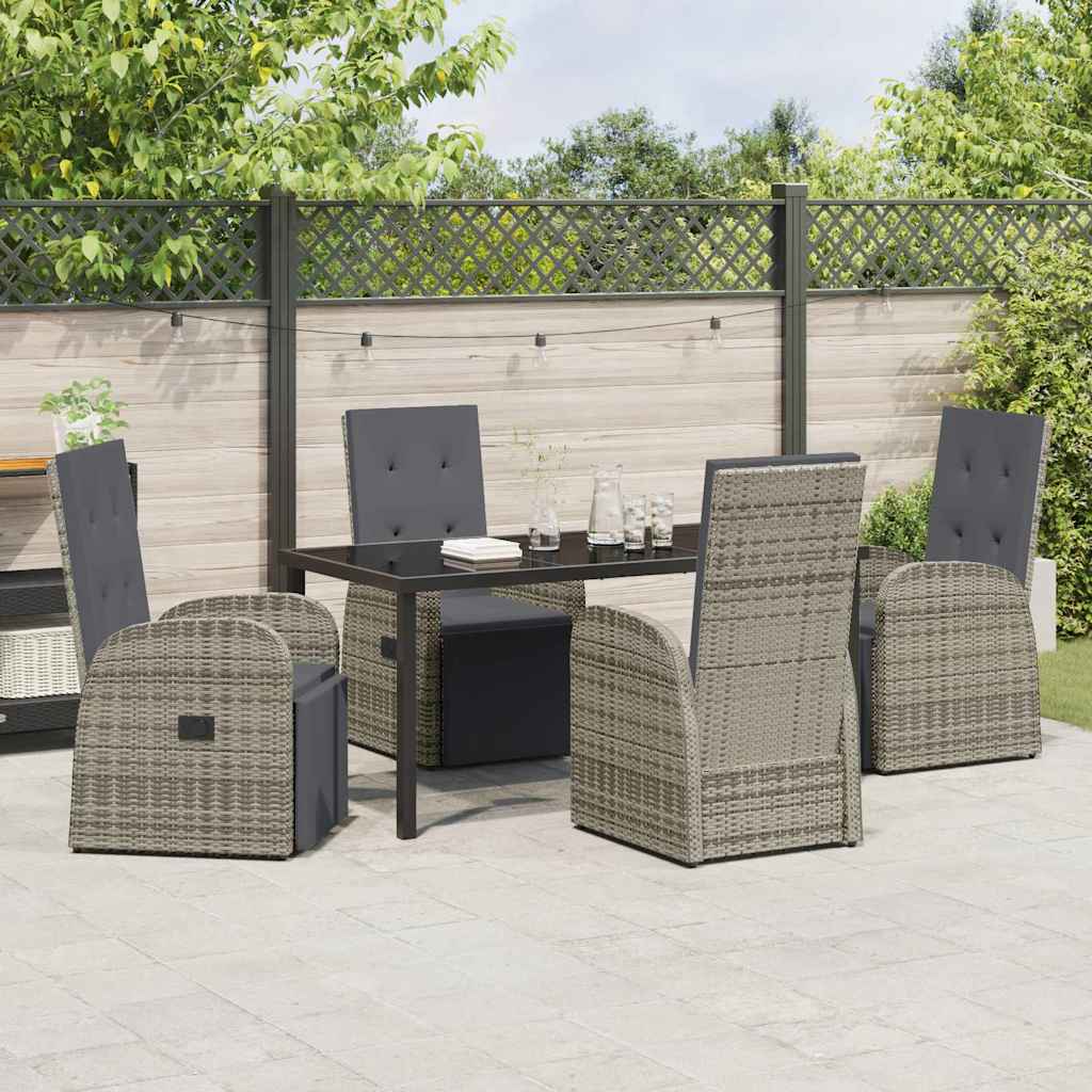 Ensemble de salle à manger pour jardin 5 pcs Gris polyrotin - XIOS