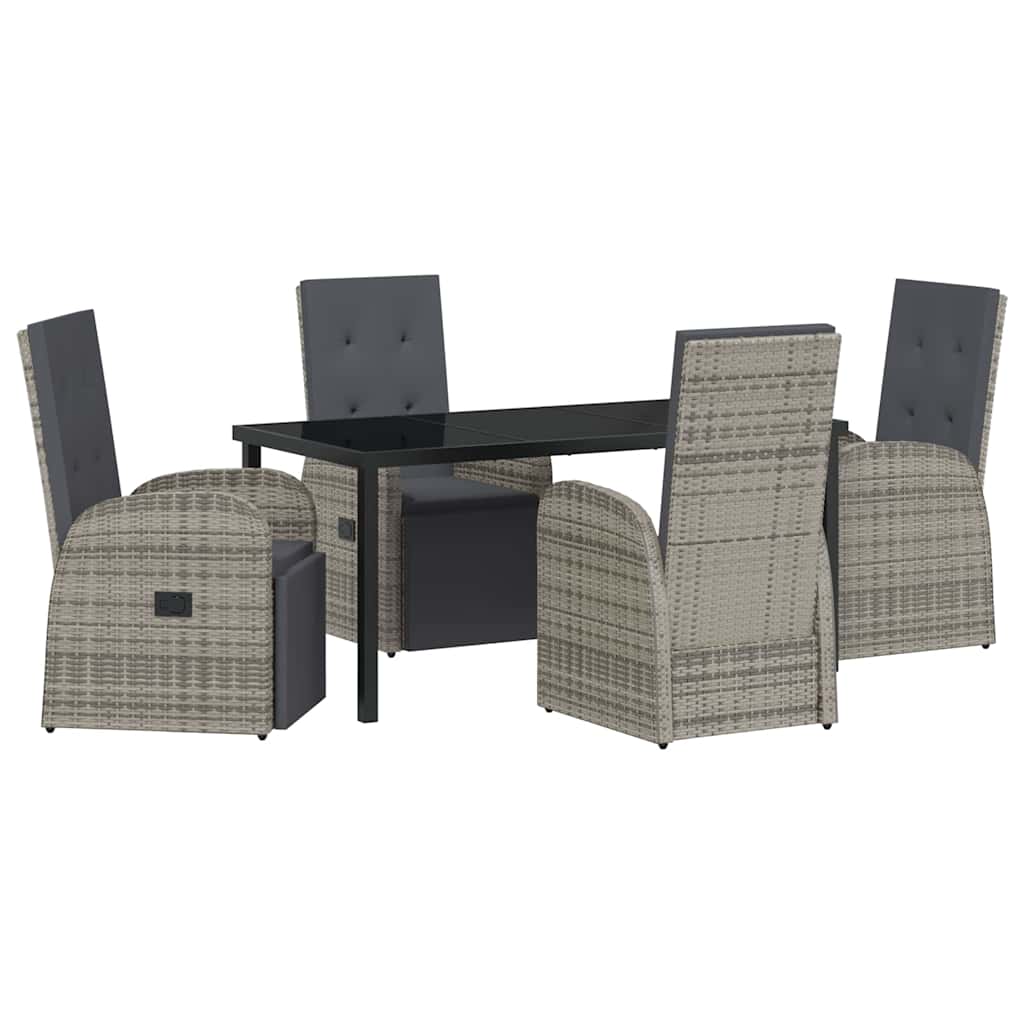 Ensemble de salle à manger pour jardin 5 pcs Gris polyrotin - XIOS