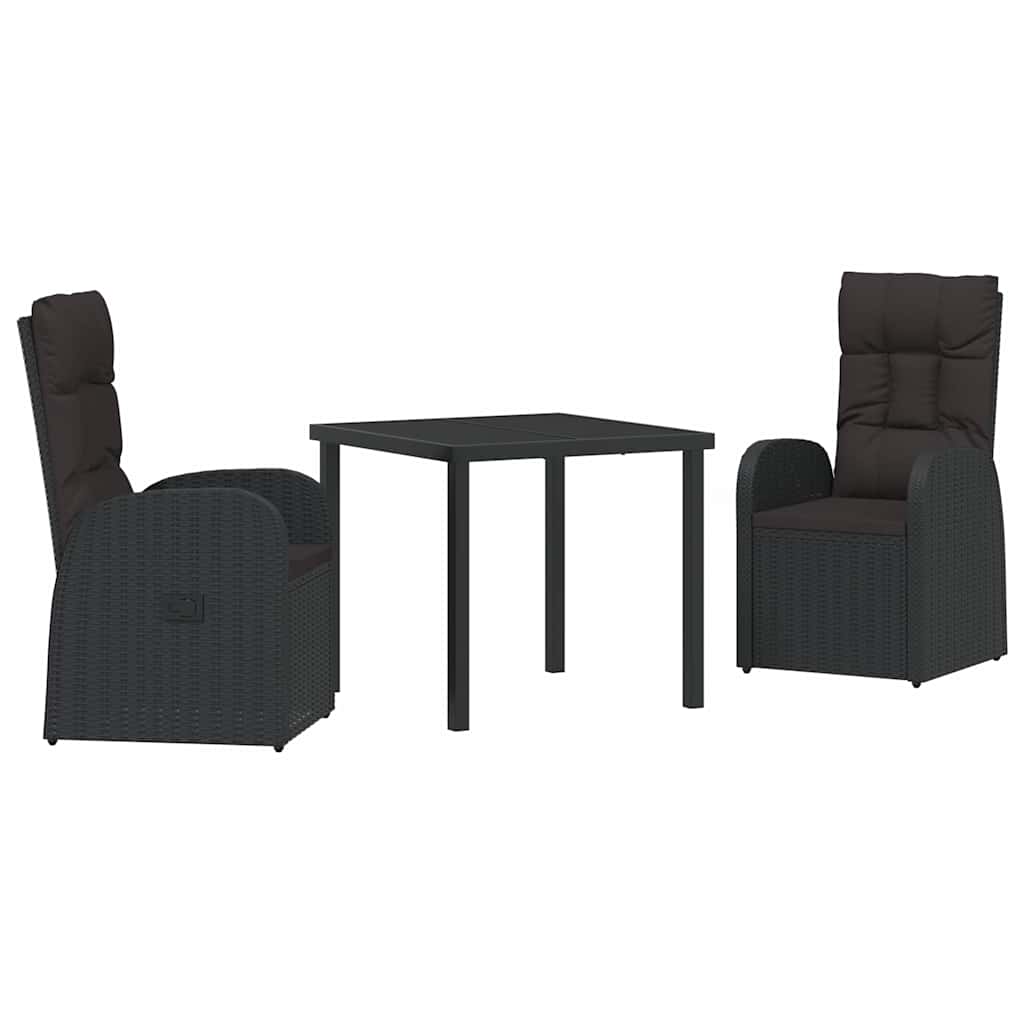 Ensemble de salle à manger pour jardin 3 pcs Noir polyrotin - XIOS