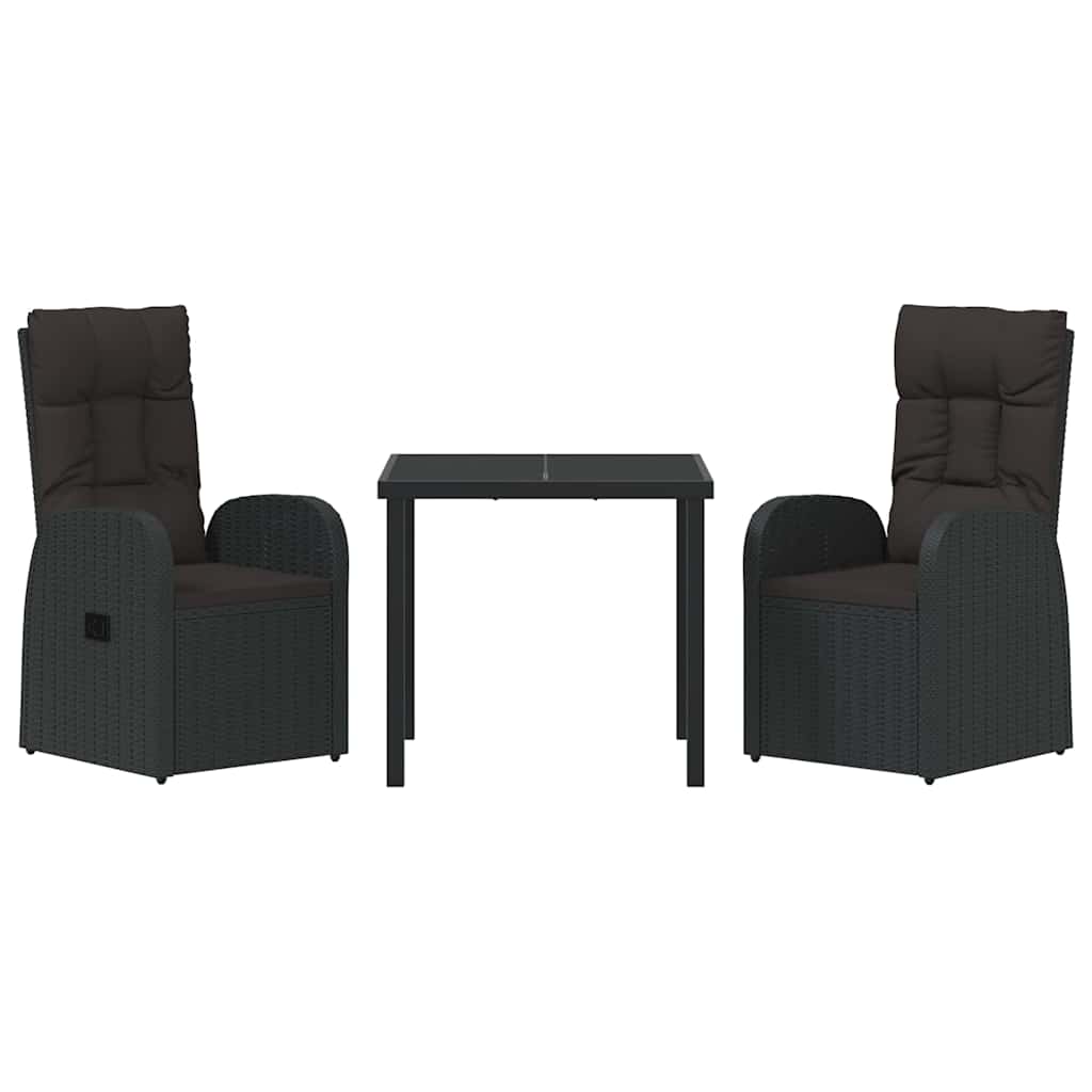 Ensemble de salle à manger pour jardin 3 pcs Noir polyrotin - XIOS