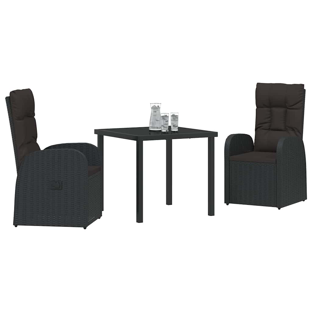Ensemble de salle à manger pour jardin 3 pcs Noir polyrotin - XIOS