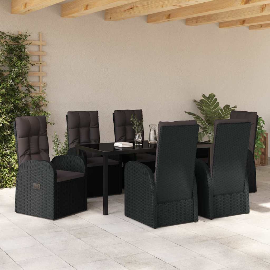 Ensemble de salle à manger pour jardin 7 pcs Noir polyrotin - XIOS