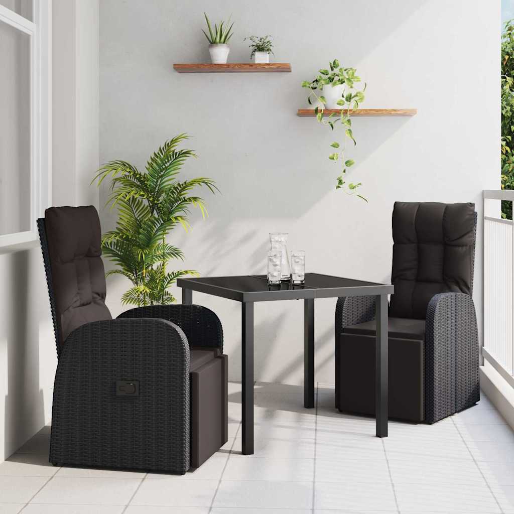 Ensemble de salle à manger pour jardin 3 pcs Noir polyrotin - XIOS