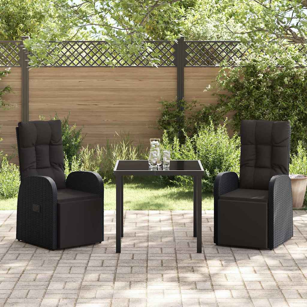 Ensemble de salle à manger pour jardin 3 pcs Noir polyrotin - XIOS