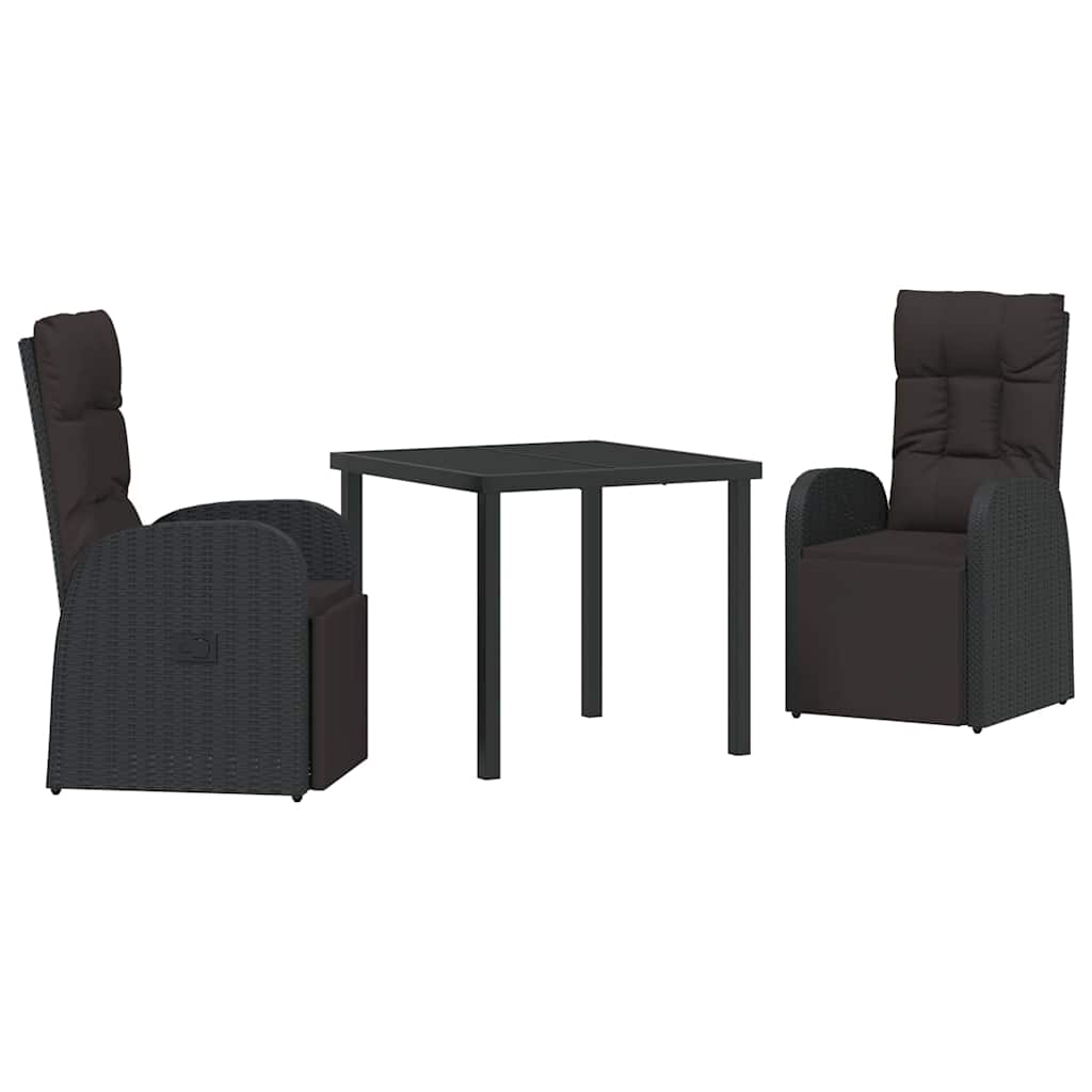 Ensemble de salle à manger pour jardin 3 pcs Noir polyrotin - XIOS