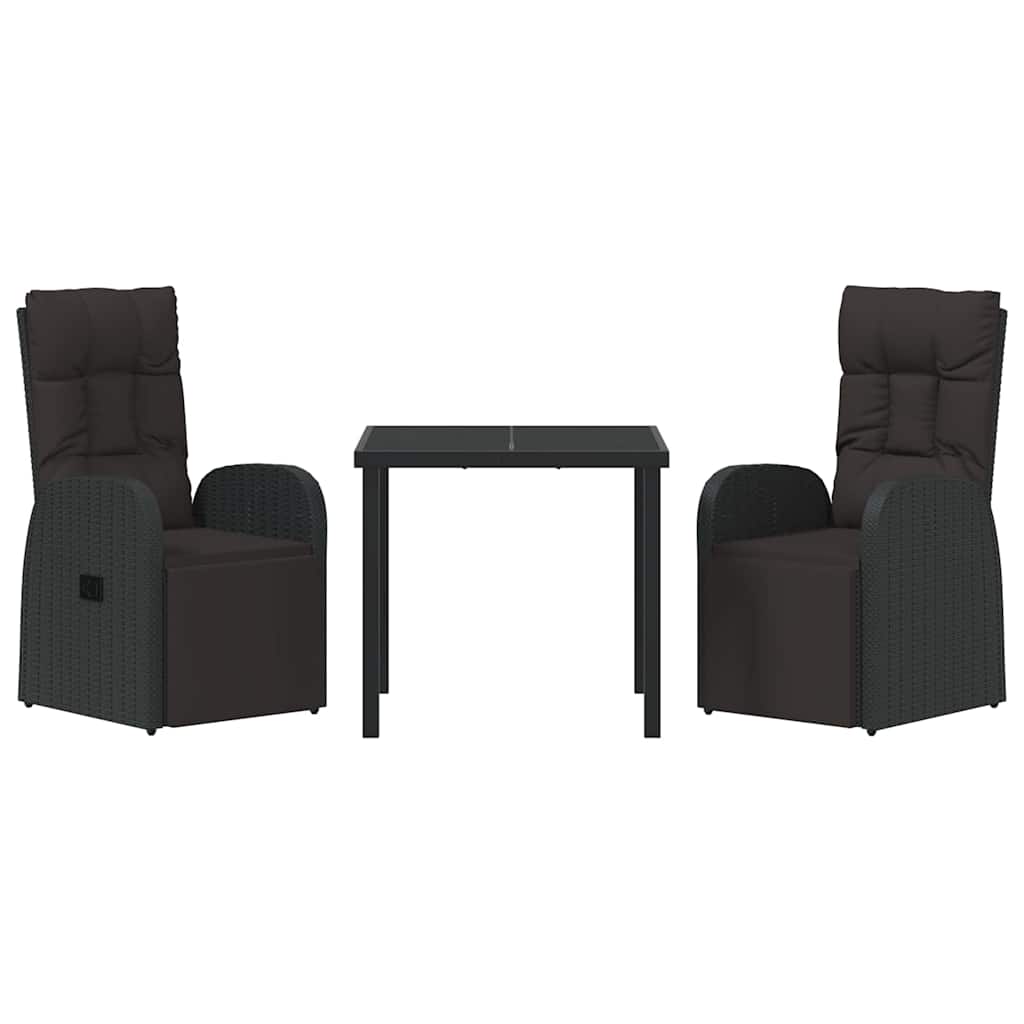 Ensemble de salle à manger pour jardin 3 pcs Noir polyrotin - XIOS