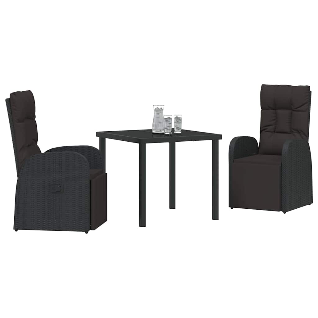 Ensemble de salle à manger pour jardin 3 pcs Noir polyrotin - XIOS