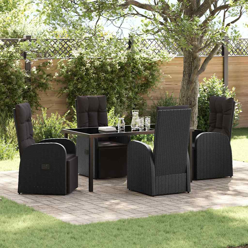 Ensemble de salle à manger pour jardin 5 pcs Noir polyrotin - XIOS