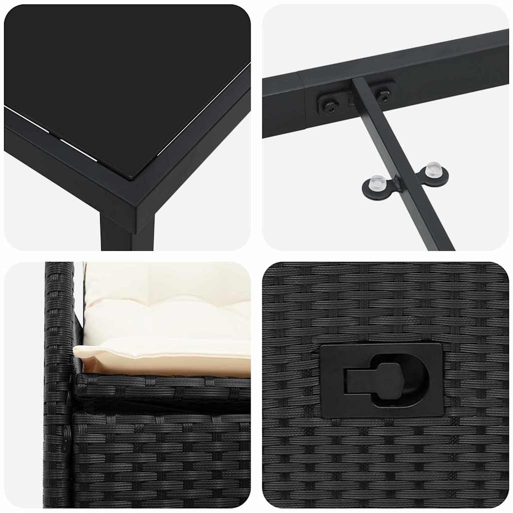Ensemble de salle à manger pour jardin 3 pcs Noir polyrotin - XIOS