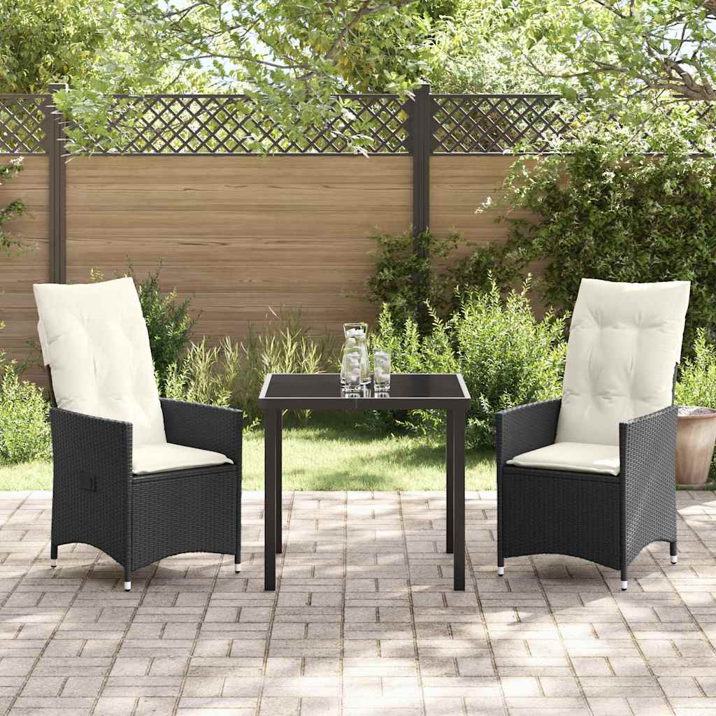 Ensemble de salle à manger pour jardin 3 pcs Noir polyrotin - XIOS