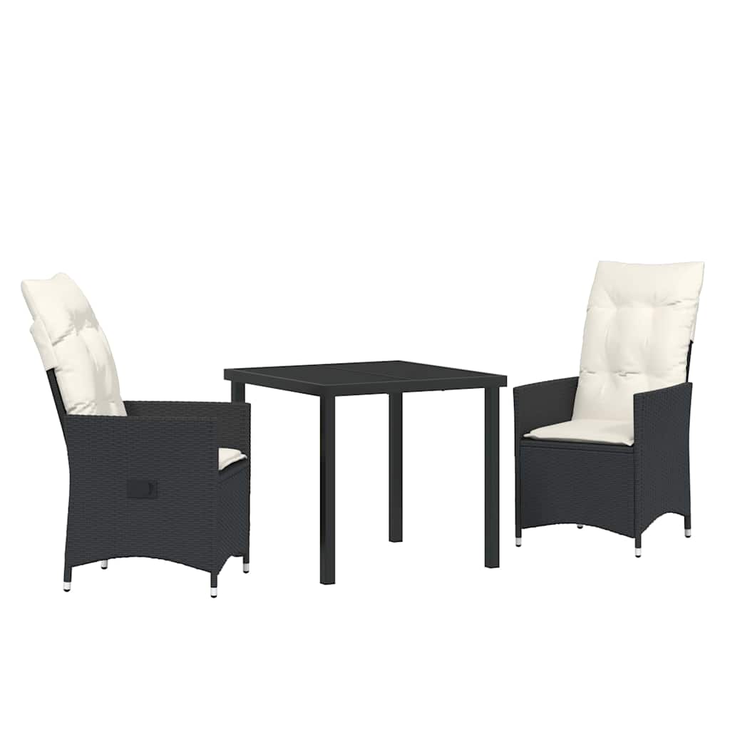 Ensemble de salle à manger pour jardin 3 pcs Noir polyrotin - XIOS