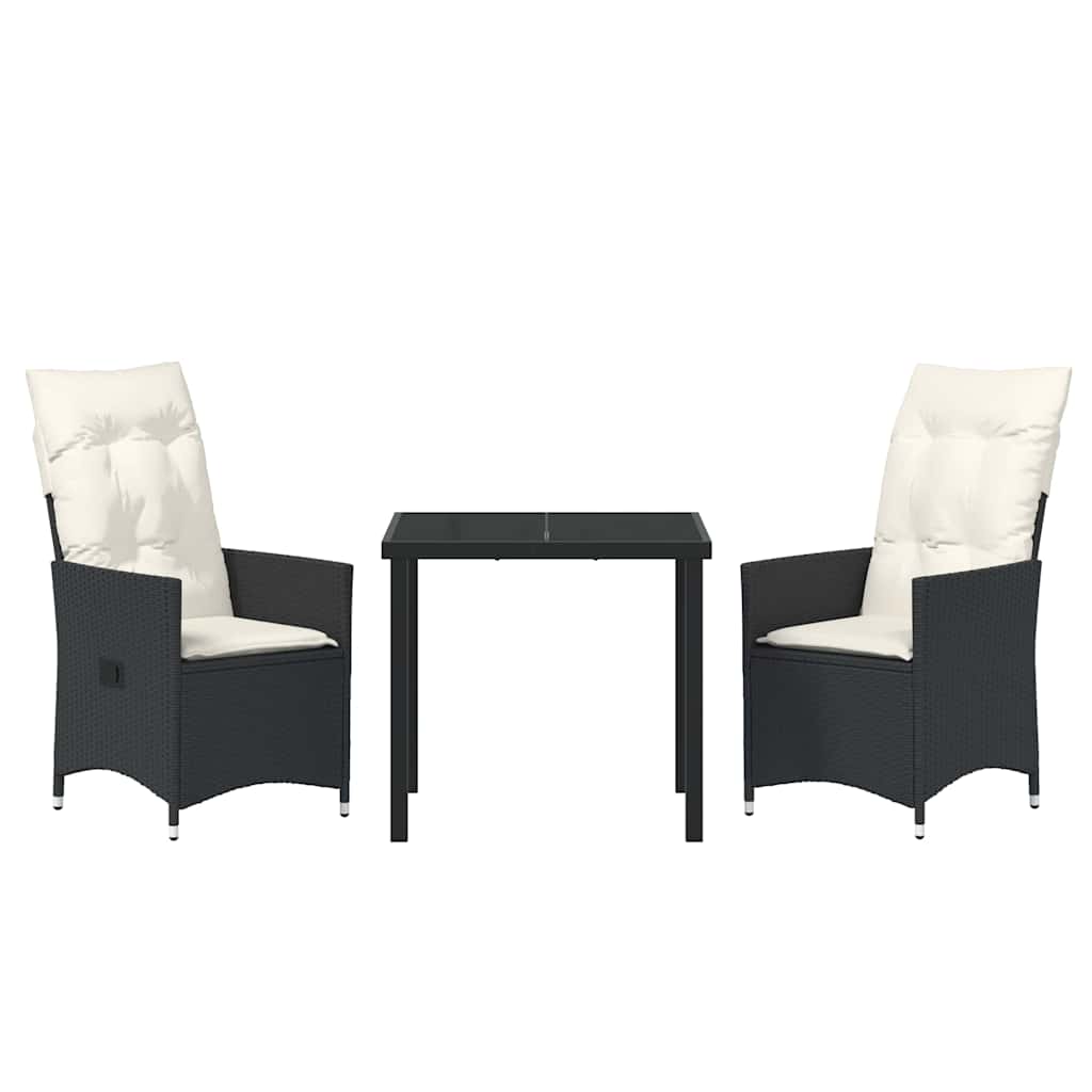 Ensemble de salle à manger pour jardin 3 pcs Noir polyrotin - XIOS