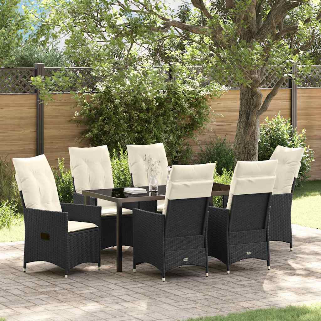 Ensemble de salle à manger pour jardin 7 pcs Noir polyrotin - XIOS